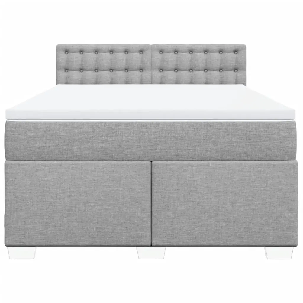 Queen Bed Frame with Pocket Spring Mattress and Removable Topper Dark Grey Fabric