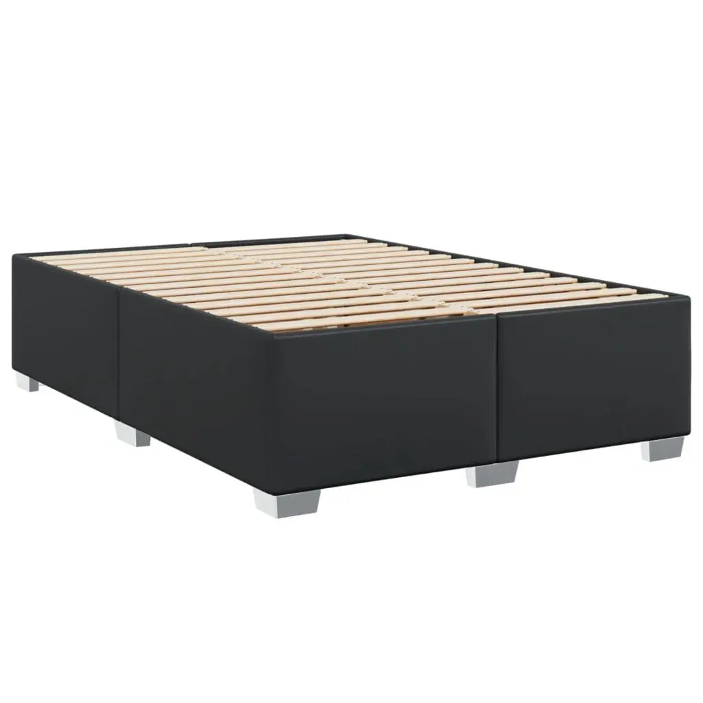 Queen Faux Leather Bed with Integrated Pocket Spring Mattress and Slatted Base Black