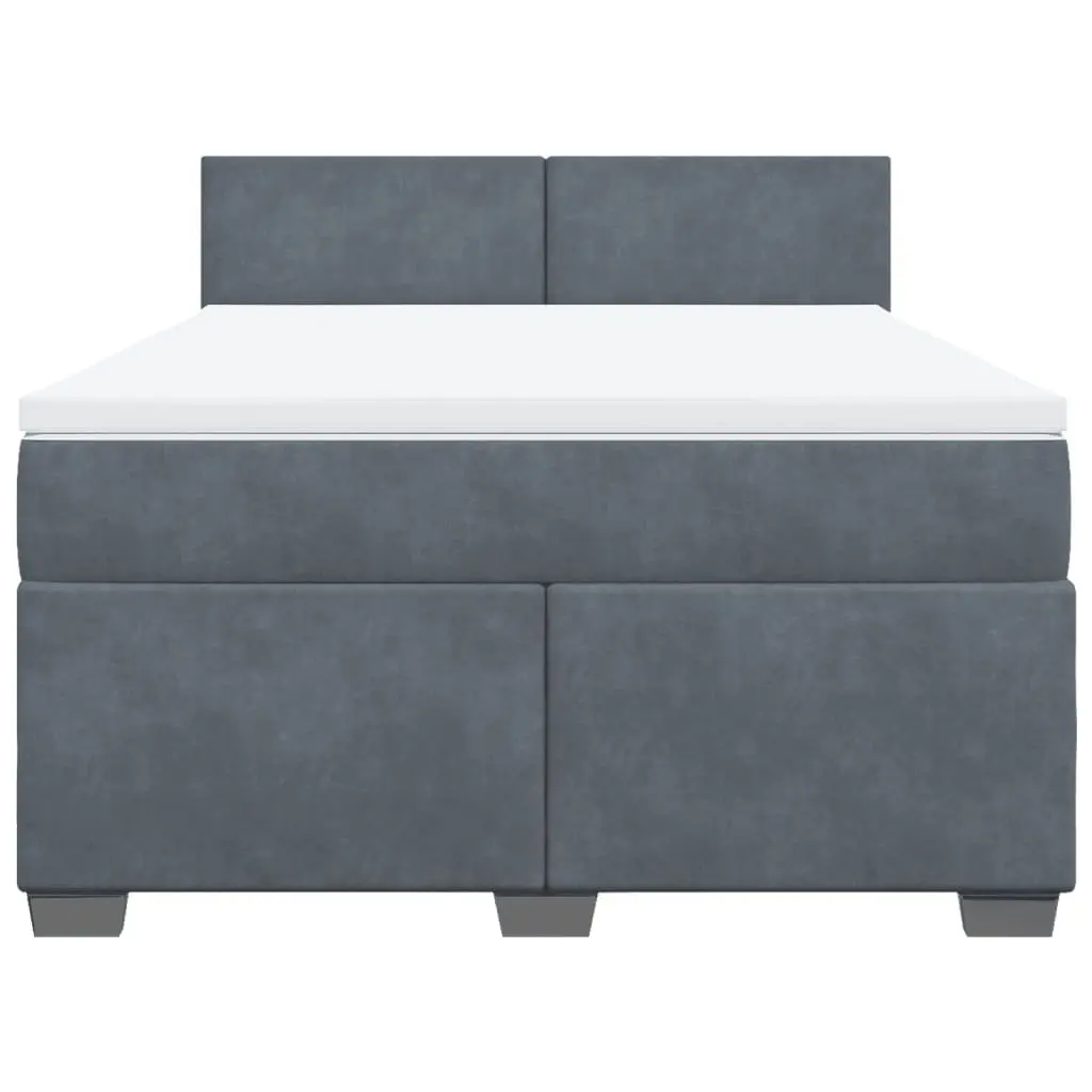 Box Spring Bed Velvet Upholstered Frame Pocket Sprung Mattress Double