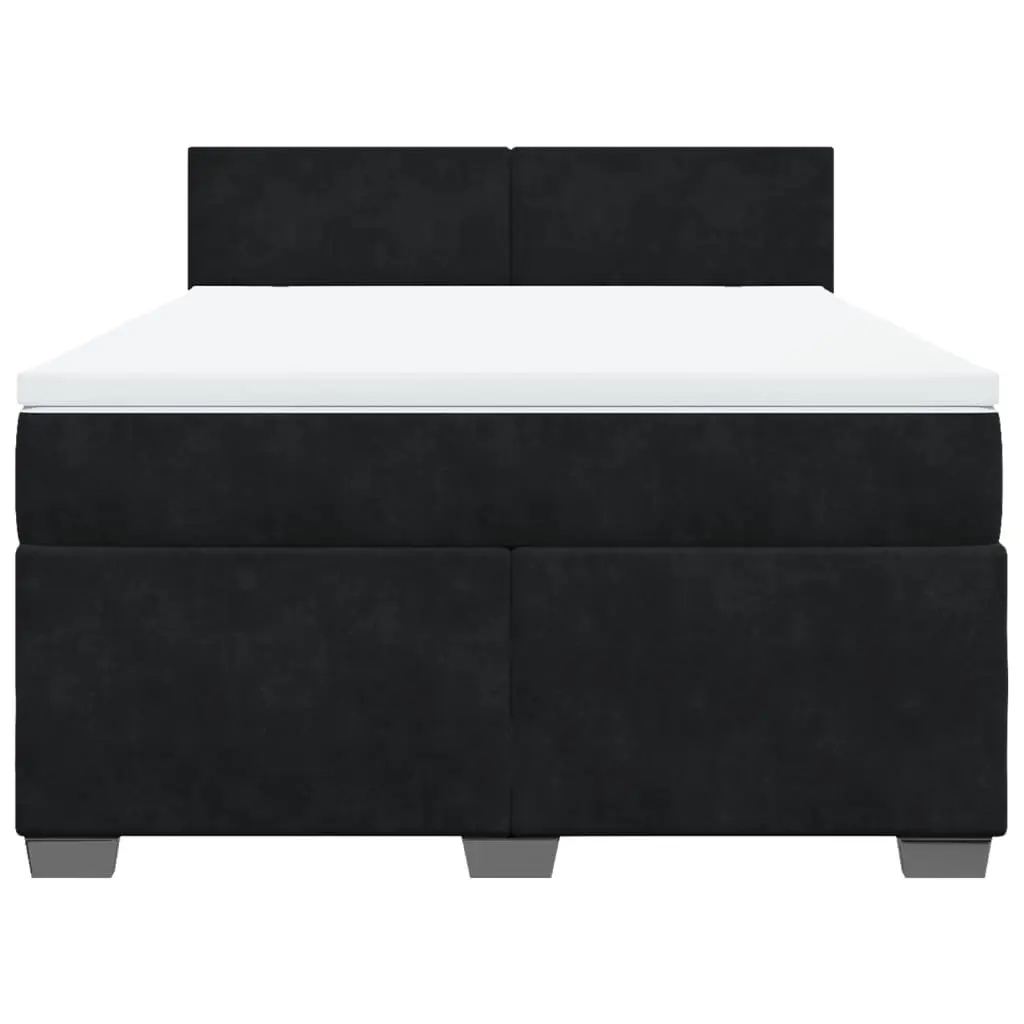 Double Box Spring Bed Pocket Spring Mattress Grey Velvet Upholstered Frame