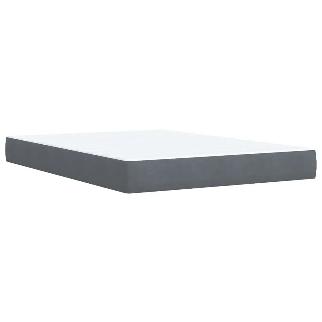 Double Box Spring Bed Set Dark Grey Velvet Double Size