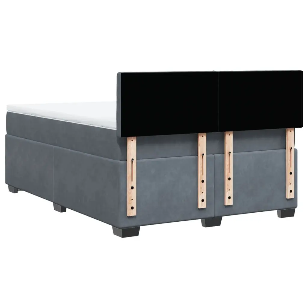 Double Box Spring Bed Set Dark Grey Velvet Double Size