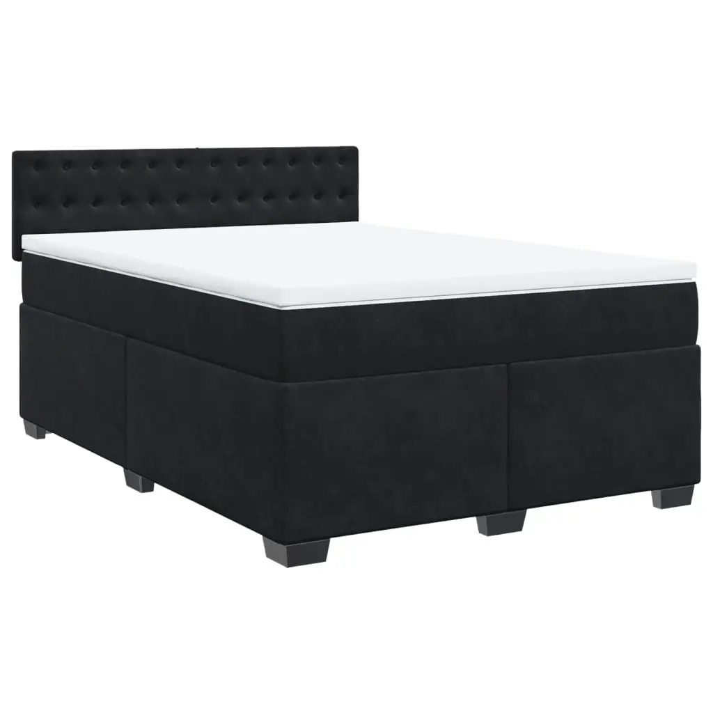 Box Spring Bed with Pocket Mattress Grey Double Velvet Upholstered Bedroom Frame