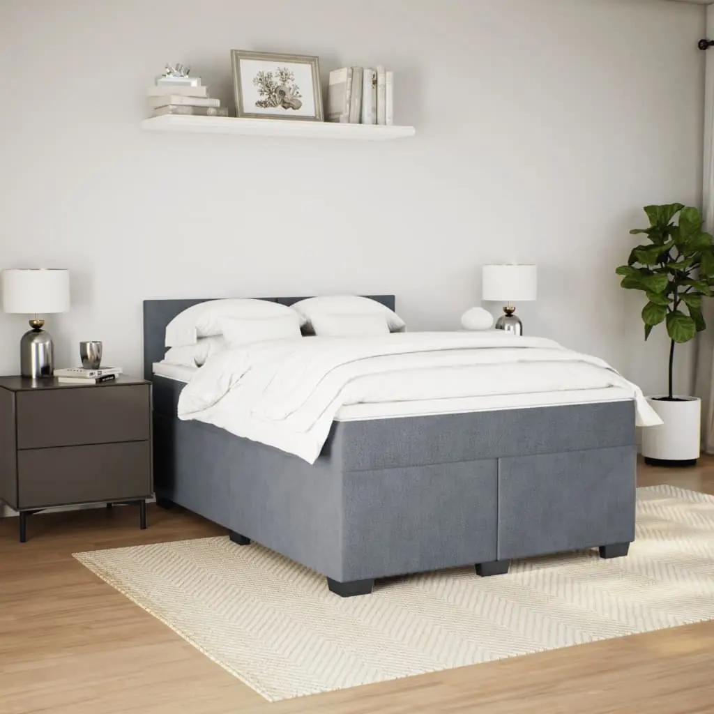 Box Spring Bed Pocket Spring Mattress Queen Velvet Upholstered Frame Slats