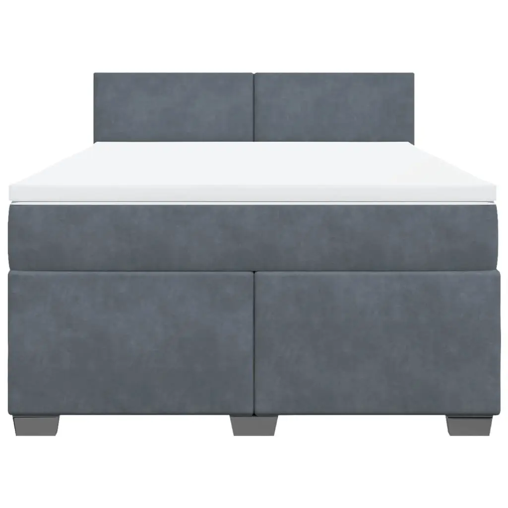 Box Spring Bed Pocket Spring Mattress Queen Velvet Upholstered Frame Slats