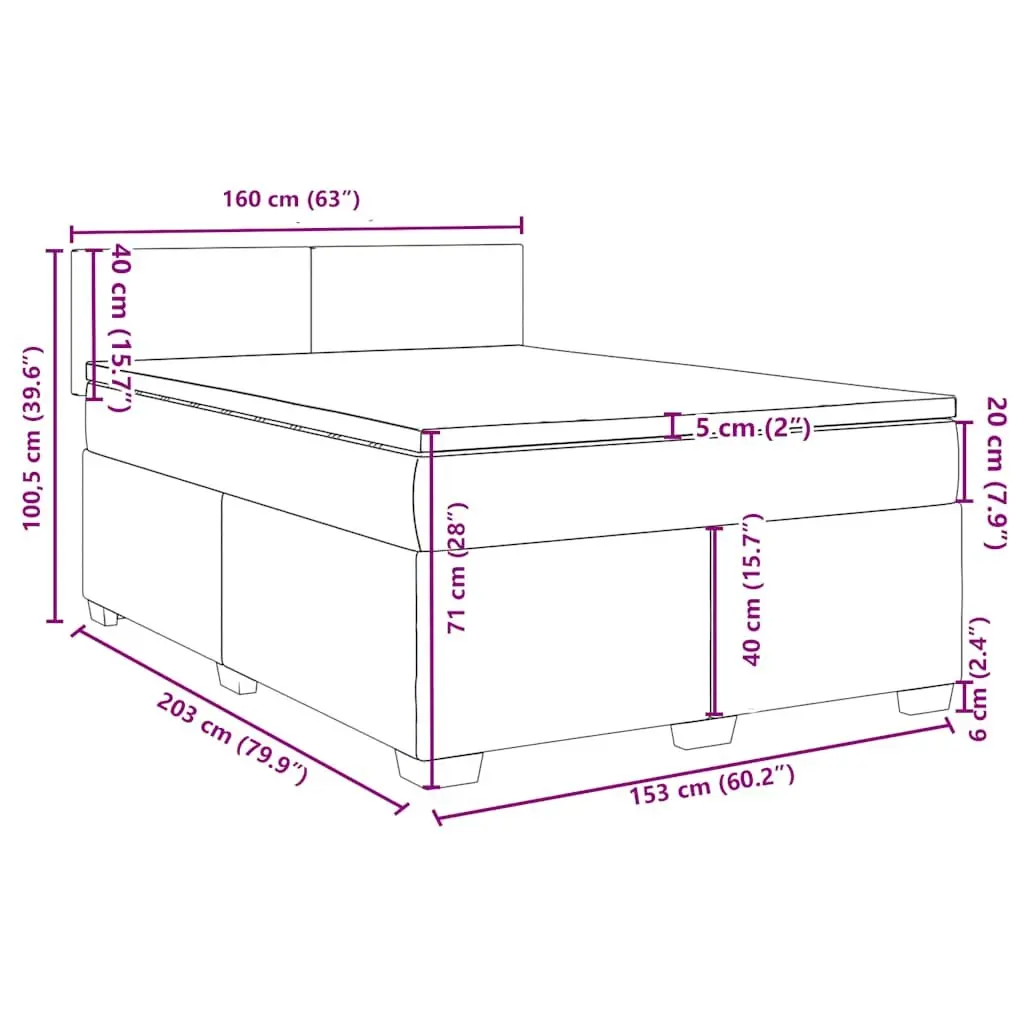 Queen Box Spring Bed with Velvet Frame