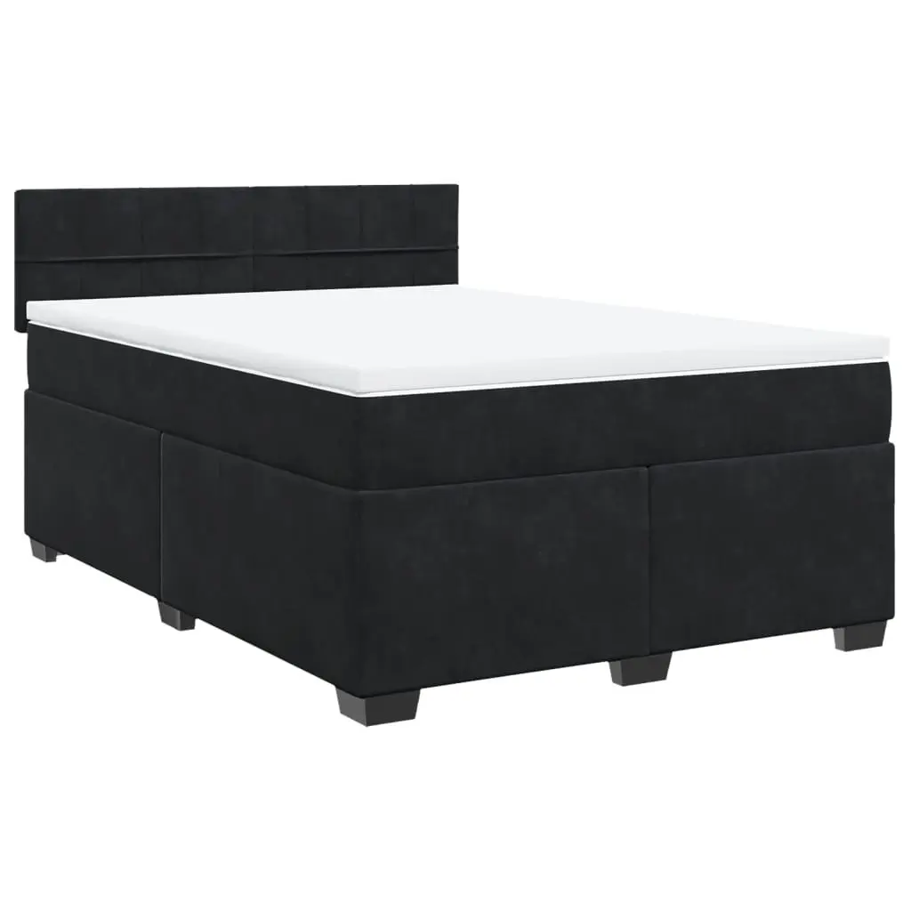 Queen Box Spring Bed with Pocket Mattress Grey Velvet Upholstered Frame