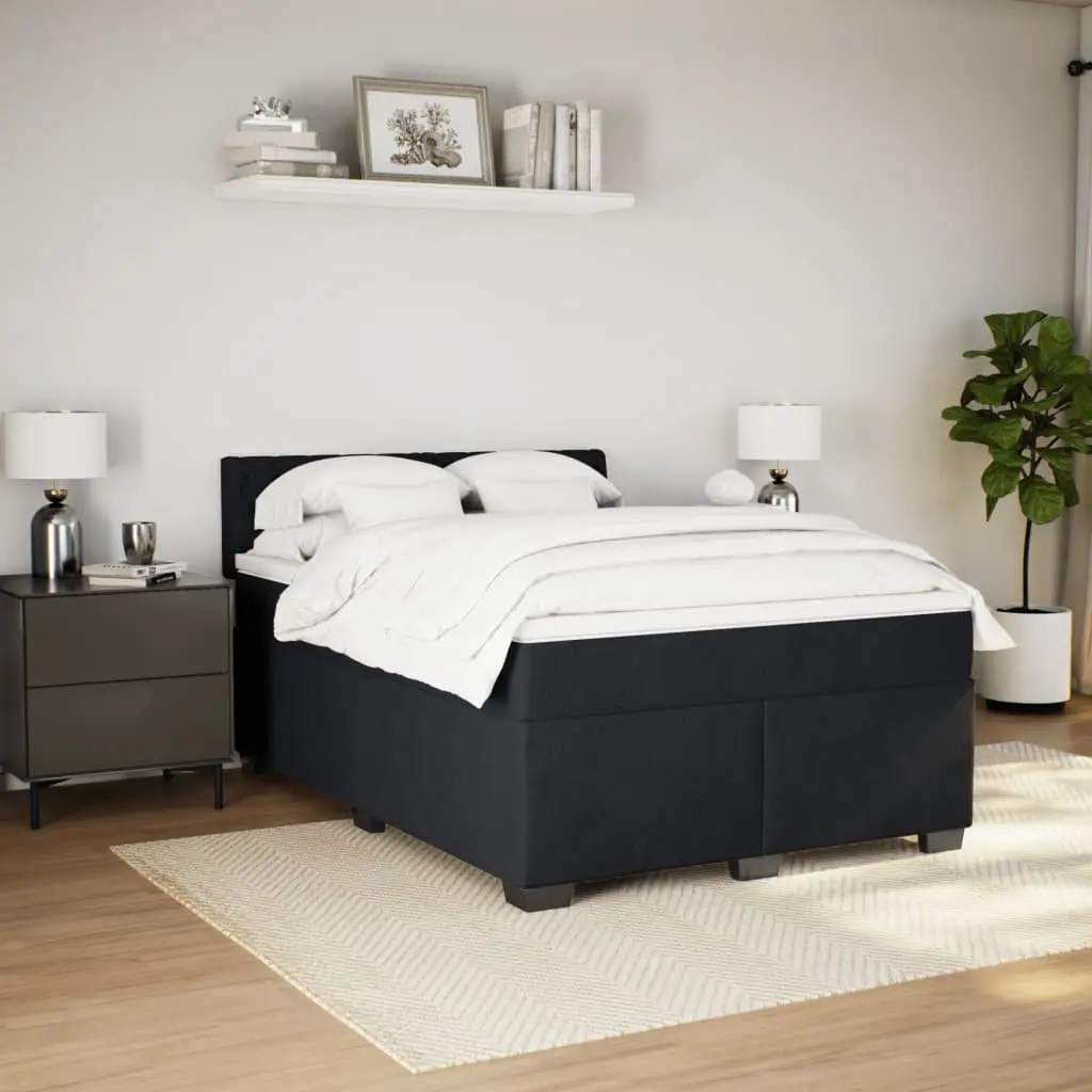Queen Box Spring Bed Grey Velvet Upholstered Frame with Pocket Spring Mattress