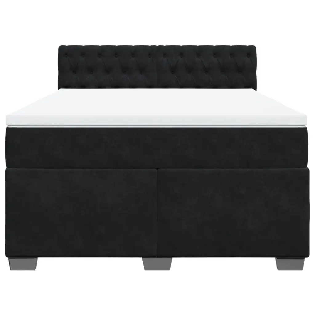 Queen Box Spring Bed Grey Velvet Upholstered Frame with Pocket Spring Mattress