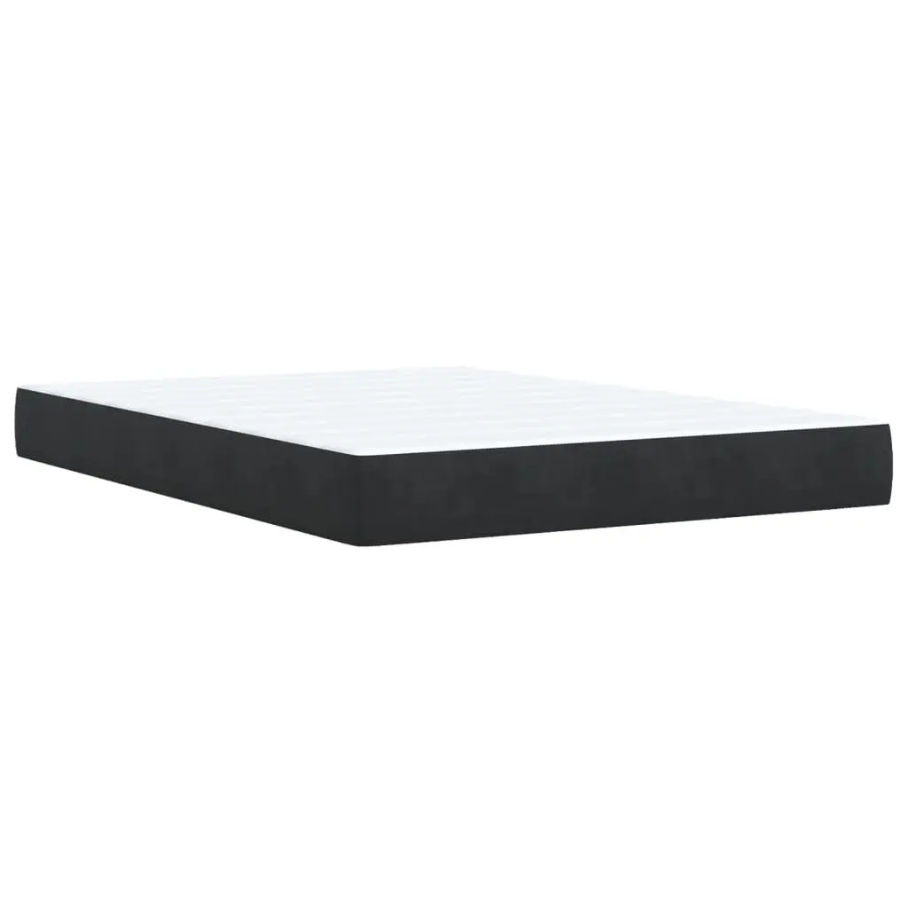 Queen Box Spring Bed Grey Velvet Upholstered Frame with Pocket Spring Mattress