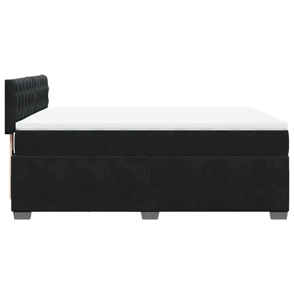 Queen Box Spring Bed Grey Velvet Upholstered Frame with Pocket Spring Mattress