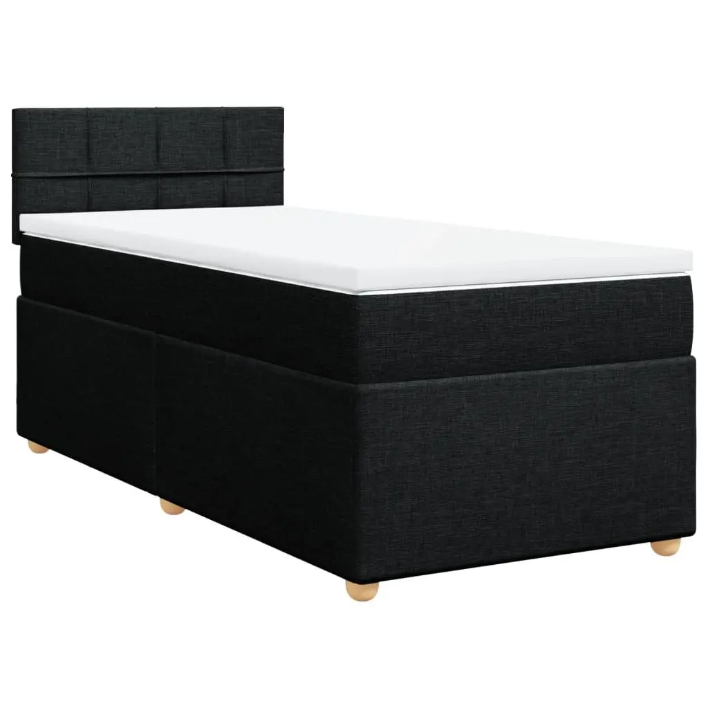 Pocket Spring Mattress Bed Frame with Slatted Base King Single Black Fabric
