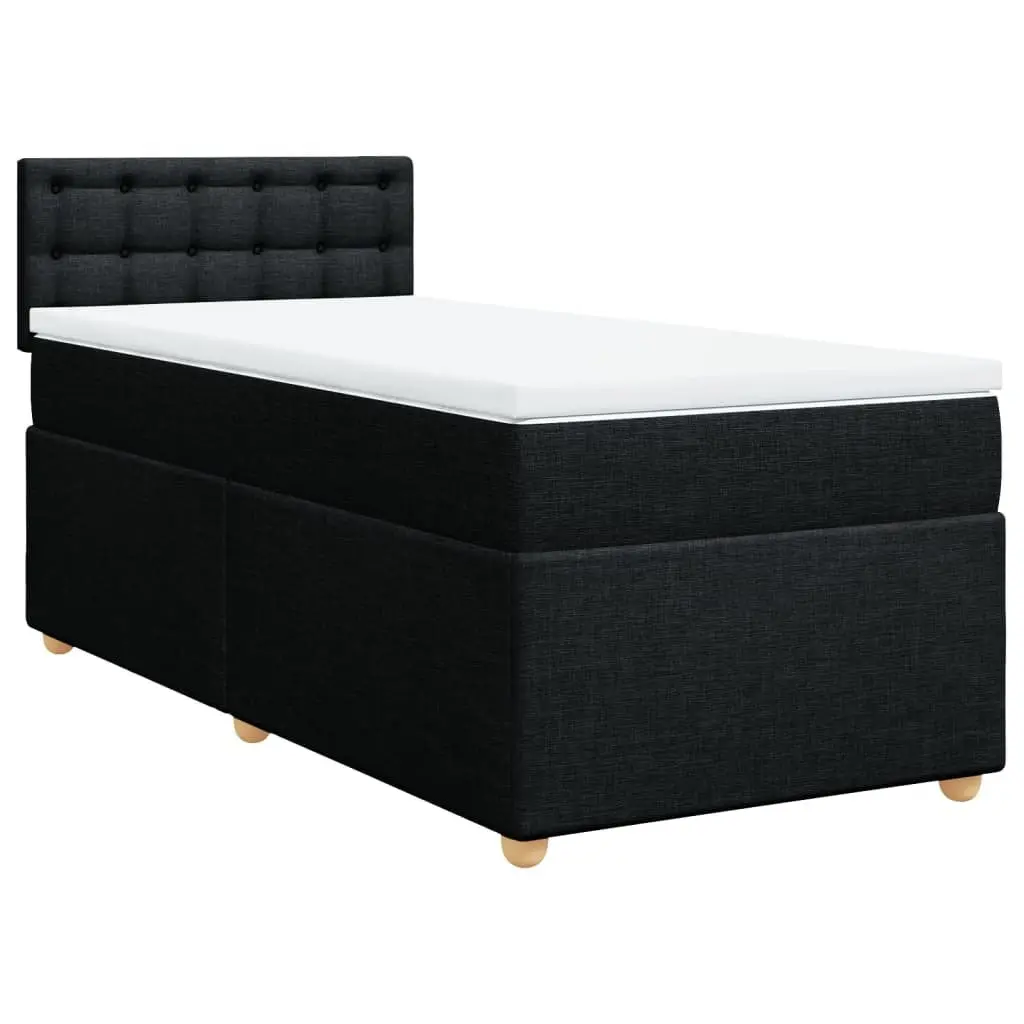 Box Spring Bed with Pocket Mattress Black Fabric King Single Size