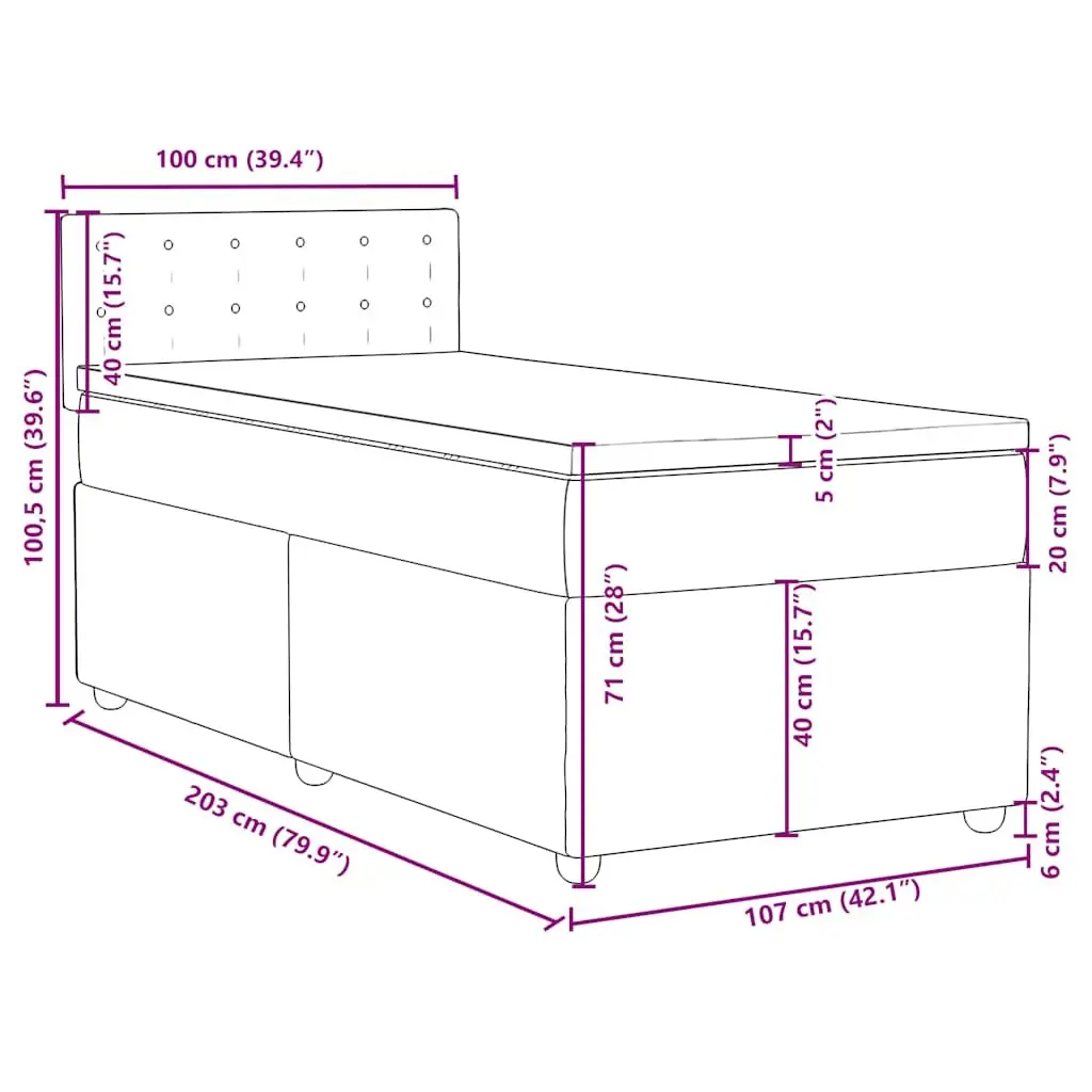 Box Spring Bed with Pocket Mattress Black Fabric King Single Size