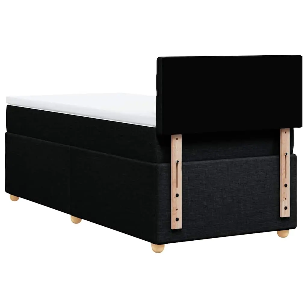 Box Spring Bed with Pocket Mattress Black Fabric King Single Size