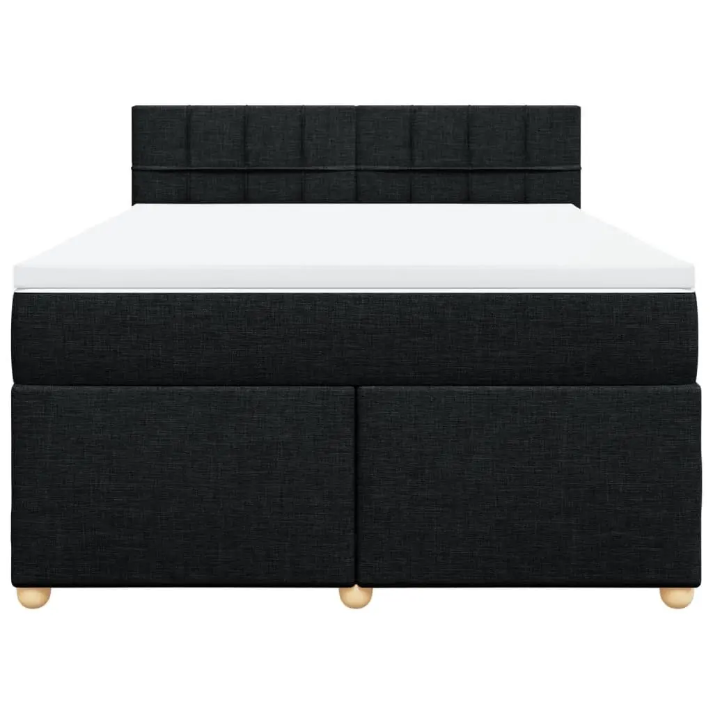Box Spring Bed Pocket Spring Mattress Soft Black Fabric Bedroom Furniture