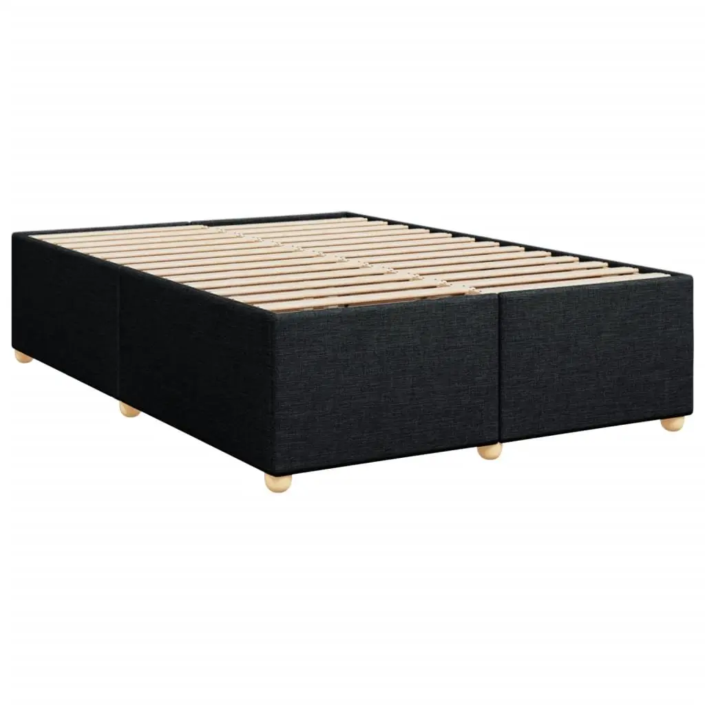 Box Spring Bed Pocket Spring Mattress Soft Black Fabric Bedroom Furniture