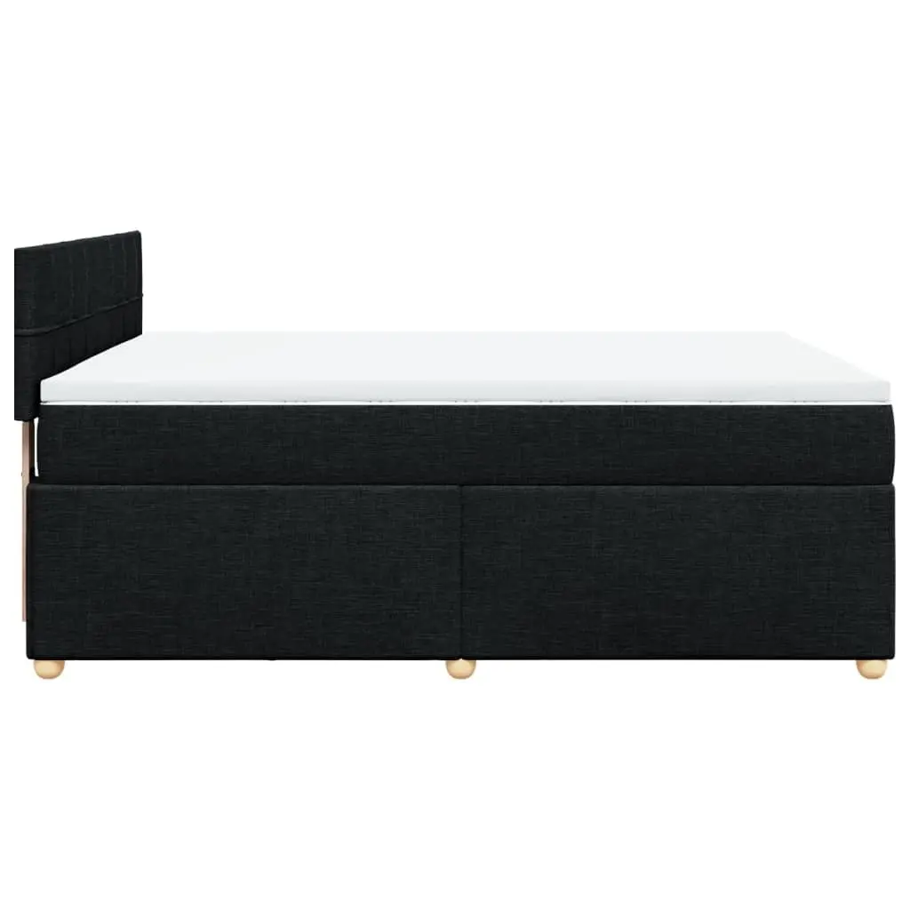 Box Spring Bed Pocket Spring Mattress Soft Black Fabric Bedroom Furniture