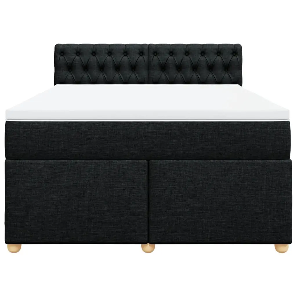 Double Box Spring Bed with Pocket Sprung Mattress Black Fabric Frame Double Size