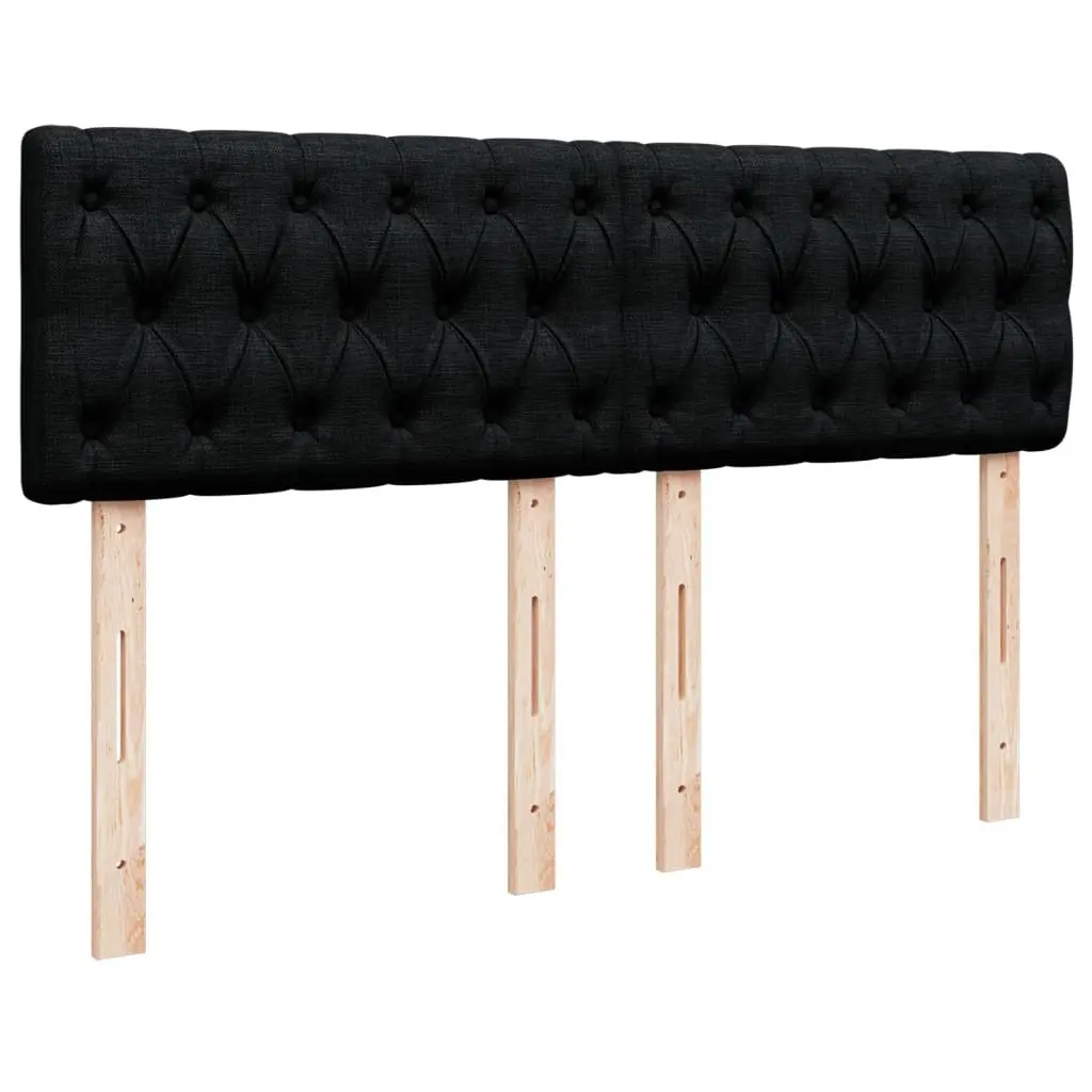 Double Box Spring Bed with Pocket Sprung Mattress Black Fabric Frame Double Size