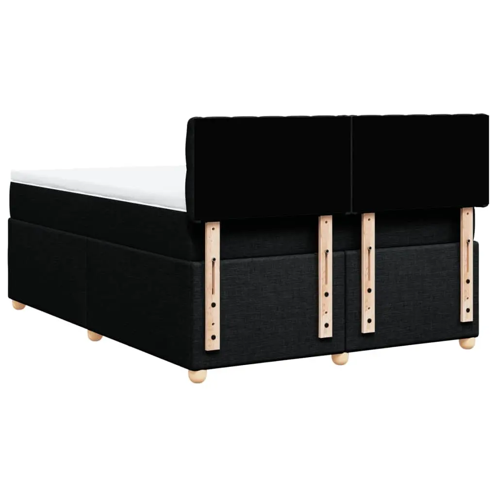 Double Box Spring Bed with Pocket Sprung Mattress Black Fabric Frame Double Size
