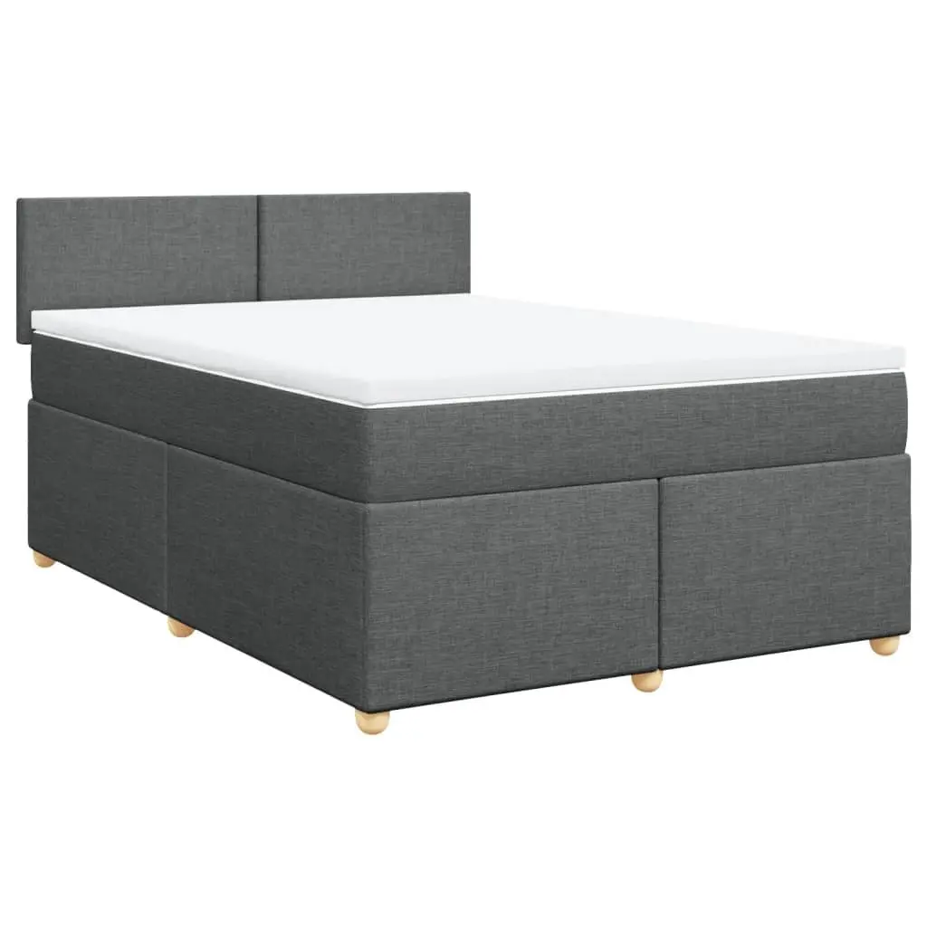 Queen Bed with Pocket Spring Mattress Grey Fabric Soft Upholstered Frame