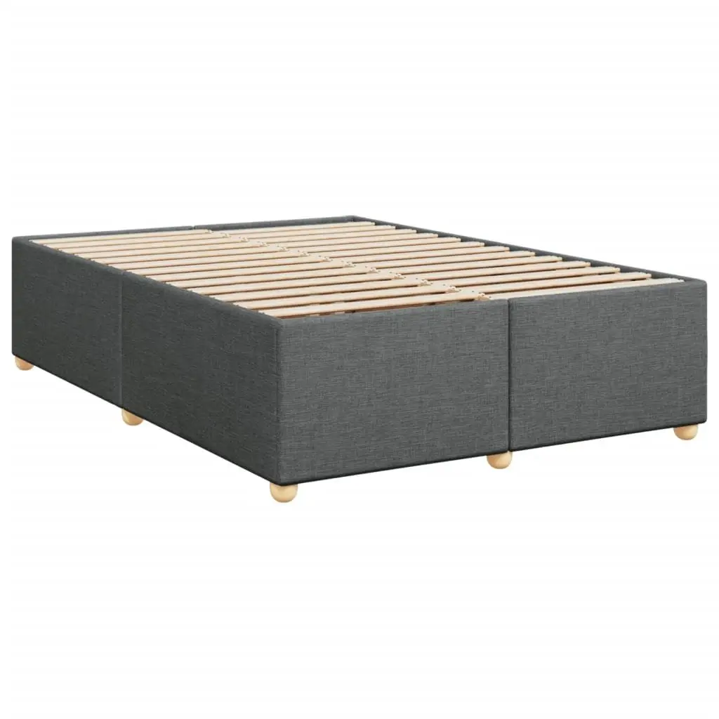 Queen Bed with Pocket Spring Mattress Grey Fabric Soft Upholstered Frame