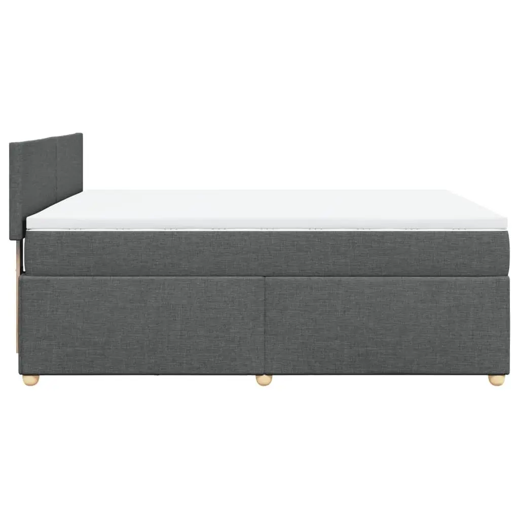 Queen Bed with Pocket Spring Mattress Grey Fabric Soft Upholstered Frame