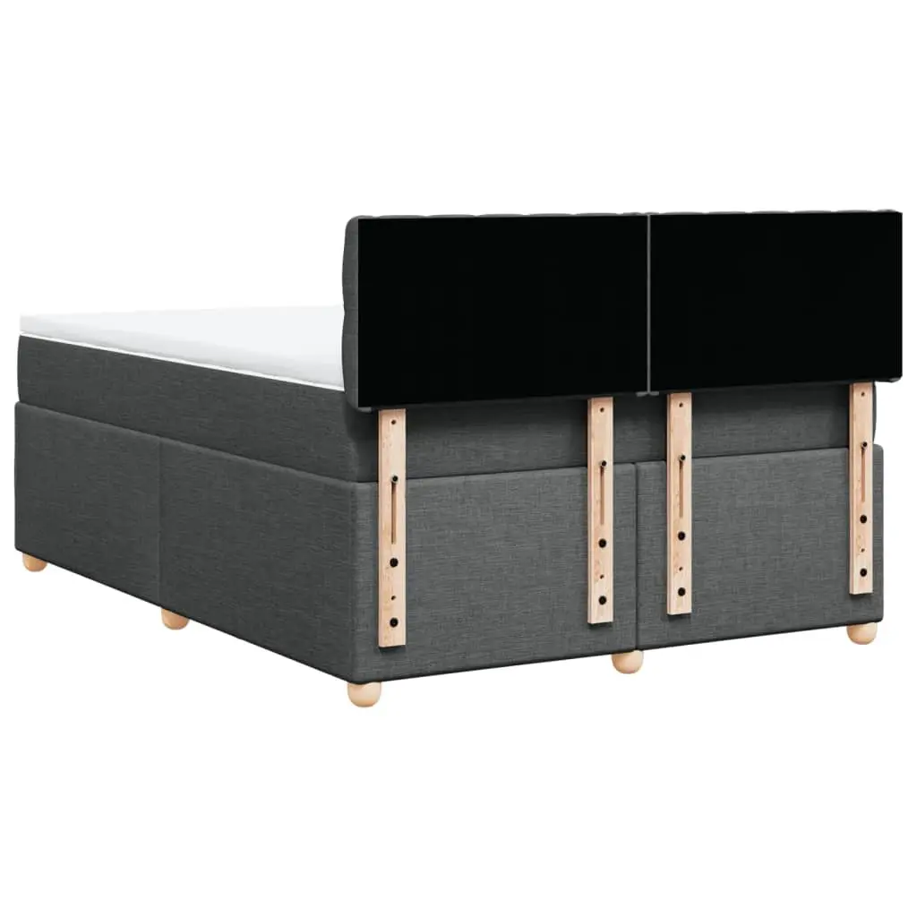Queen Box Spring Bed with Pocket Spring Mattress Dark Grey Fabric