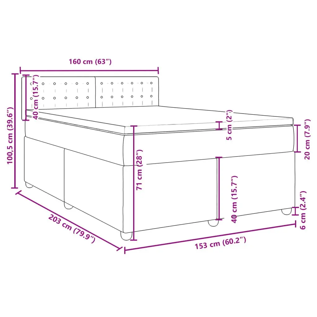 Queen Box Spring Bed with Pocket Spring Mattress Dark Grey Fabric Bedroom