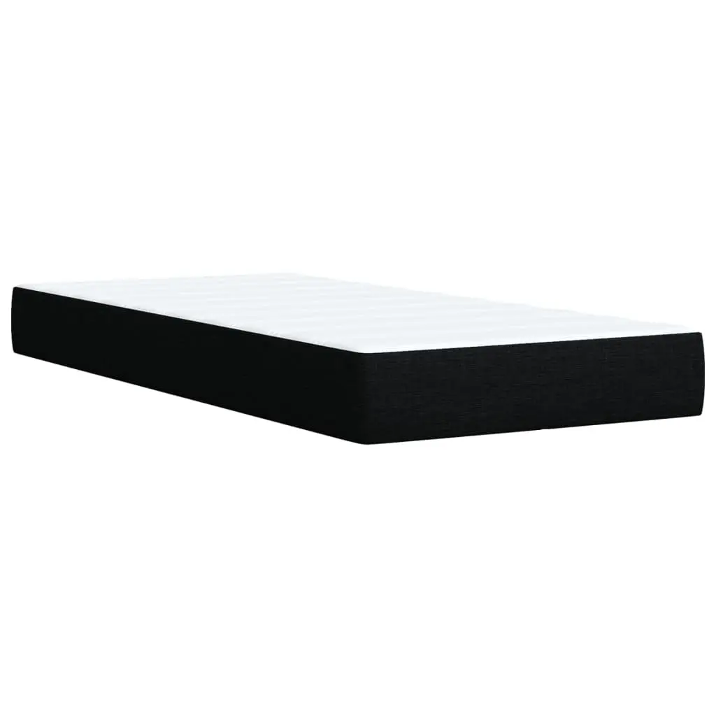King Single Box Spring Bed with Pocket Spring Mattress Black Fabric Frame