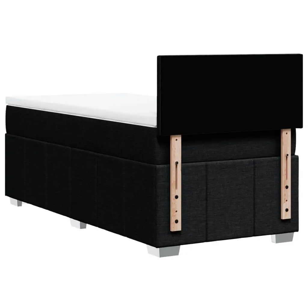 King Single Box Spring Bed with Pocket Spring Mattress Black Fabric Frame
