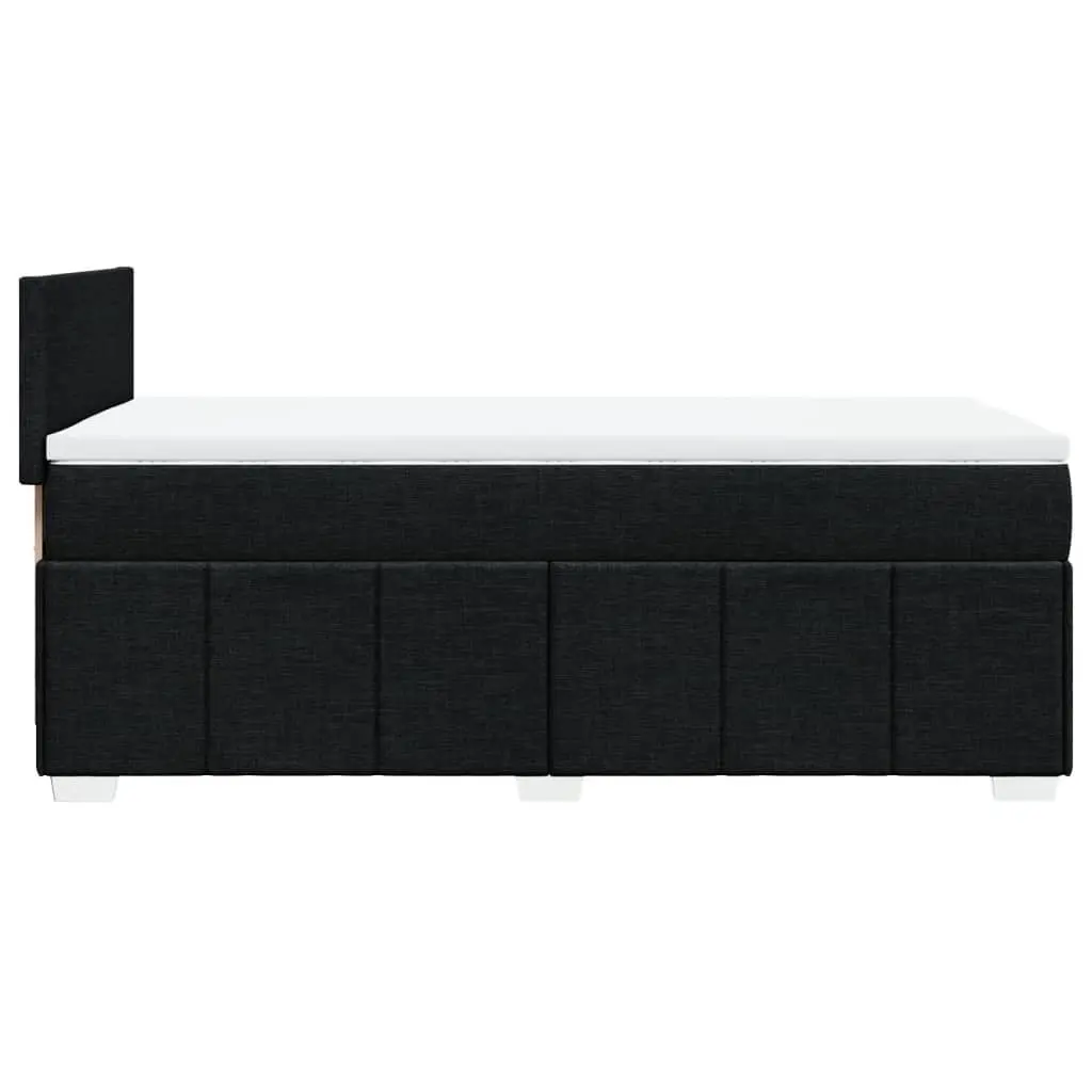 King Single Box Spring Bed with Pocket Spring Mattress Black Fabric Frame