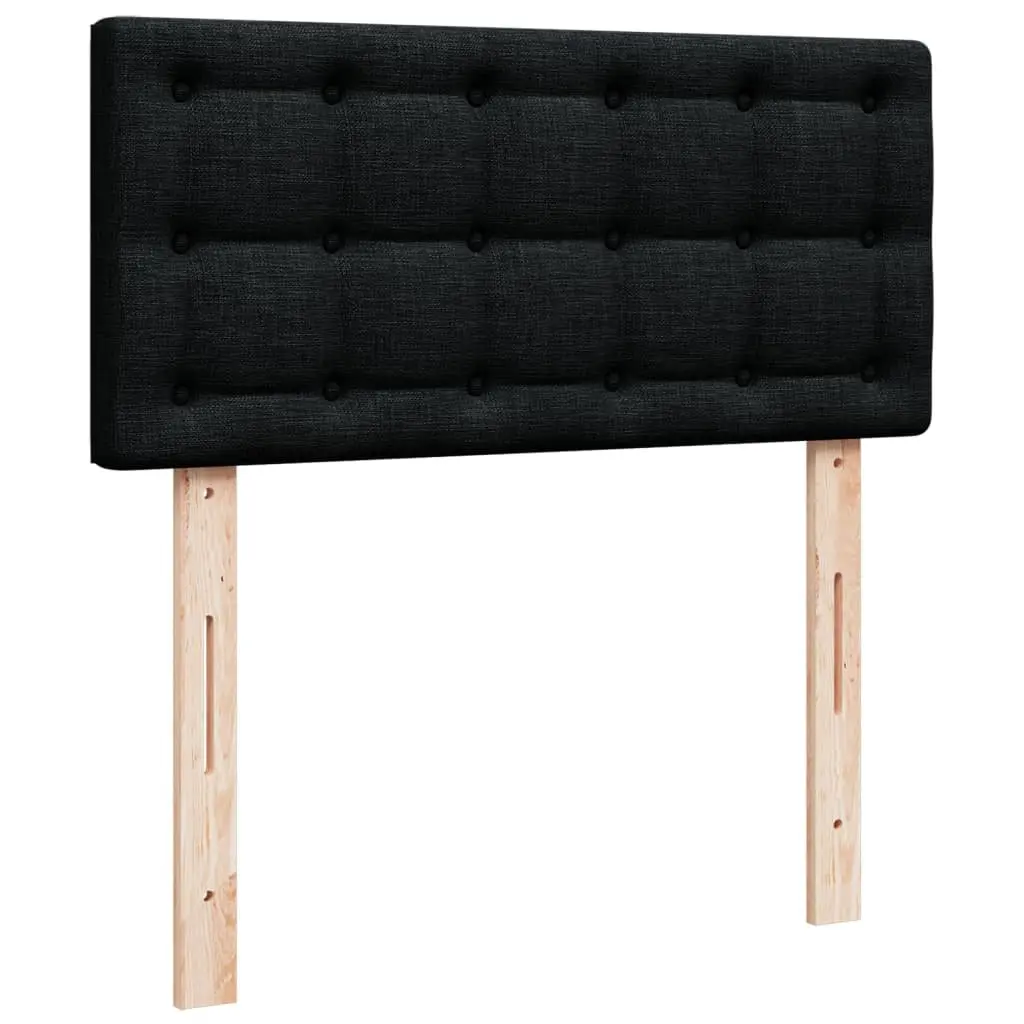 King Single Box Spring Bed with Pocket Mattress Black Fabric Frame Slats