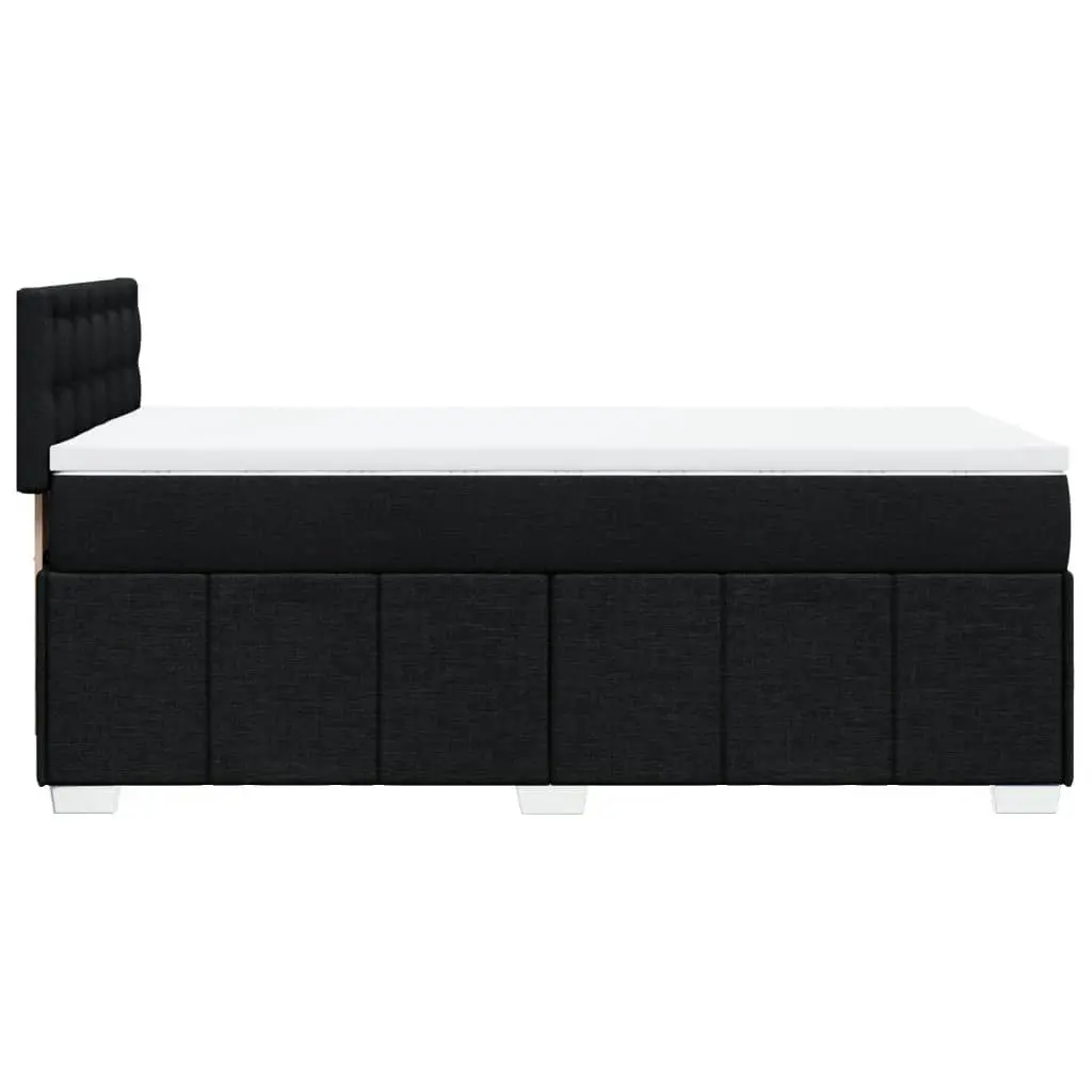 King Single Box Spring Bed with Pocket Mattress Black Fabric Frame Slats