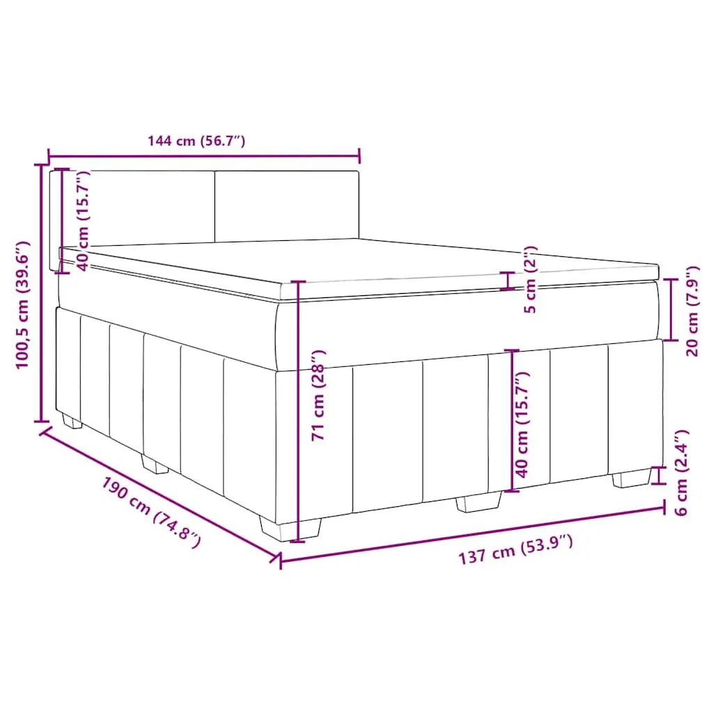 Double Box Spring Bed Pocket Spring Mattress Black Fabric Frame