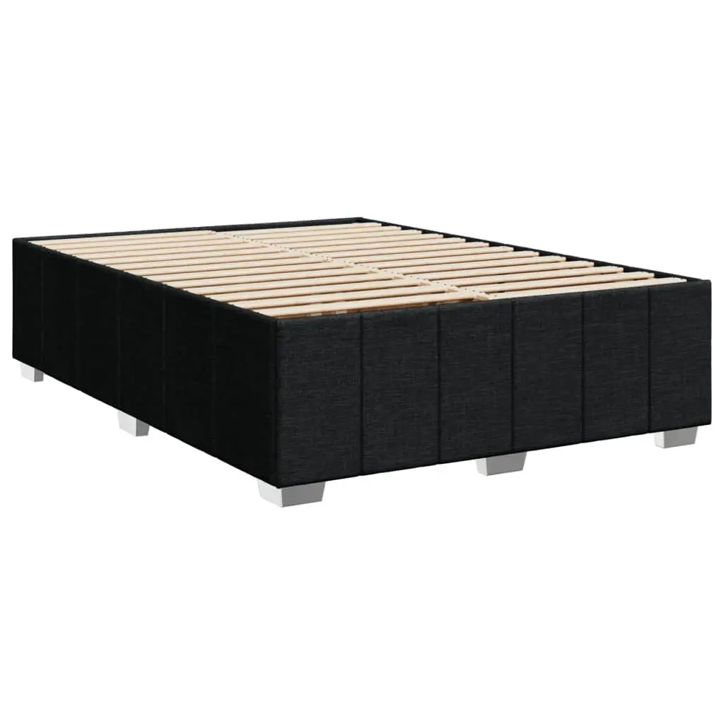 Double Box Spring Bed Pocket Spring Mattress Black Fabric Frame