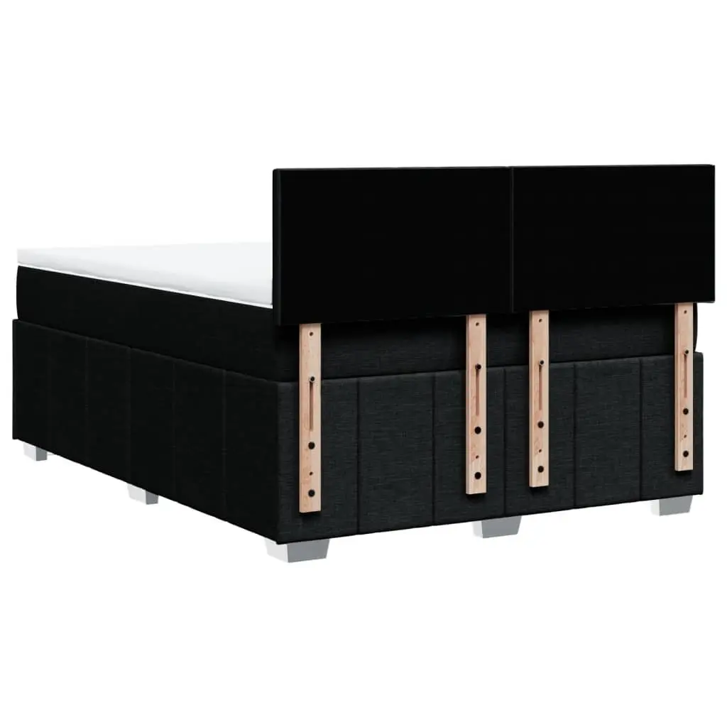 Double Box Spring Bed Pocket Spring Mattress Black Fabric Frame