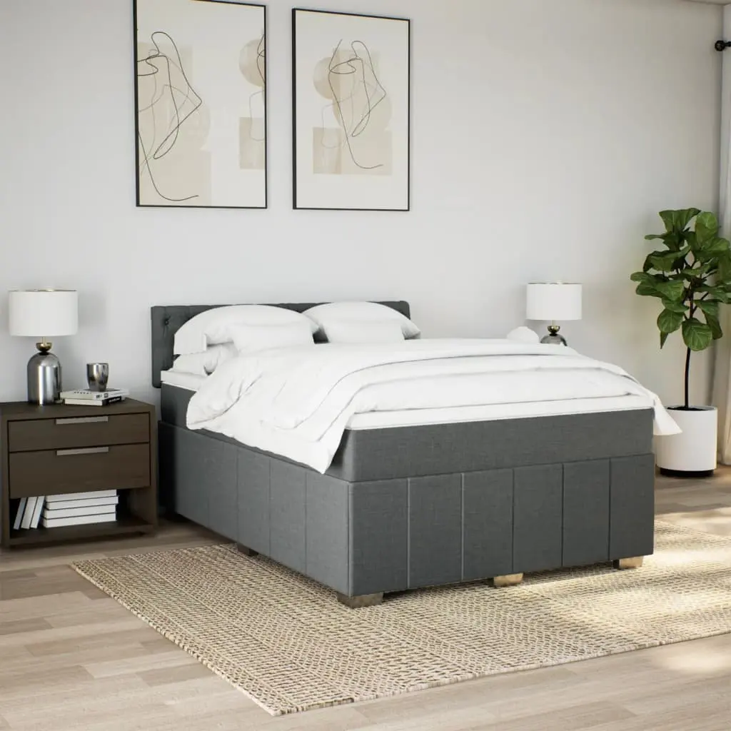 Double Box Spring Bed with Pocket Sprung Mattress Black Fabric Frame