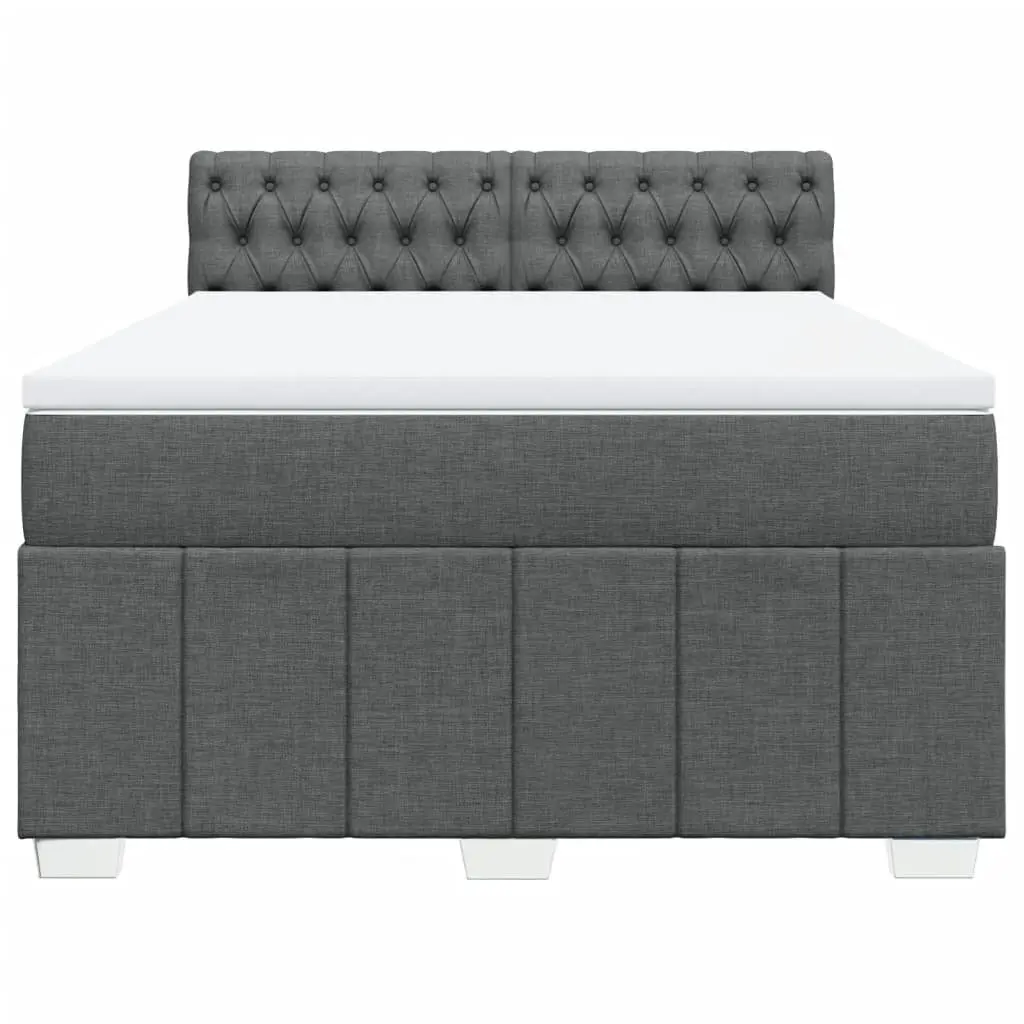 Double Box Spring Bed with Pocket Sprung Mattress Black Fabric Frame