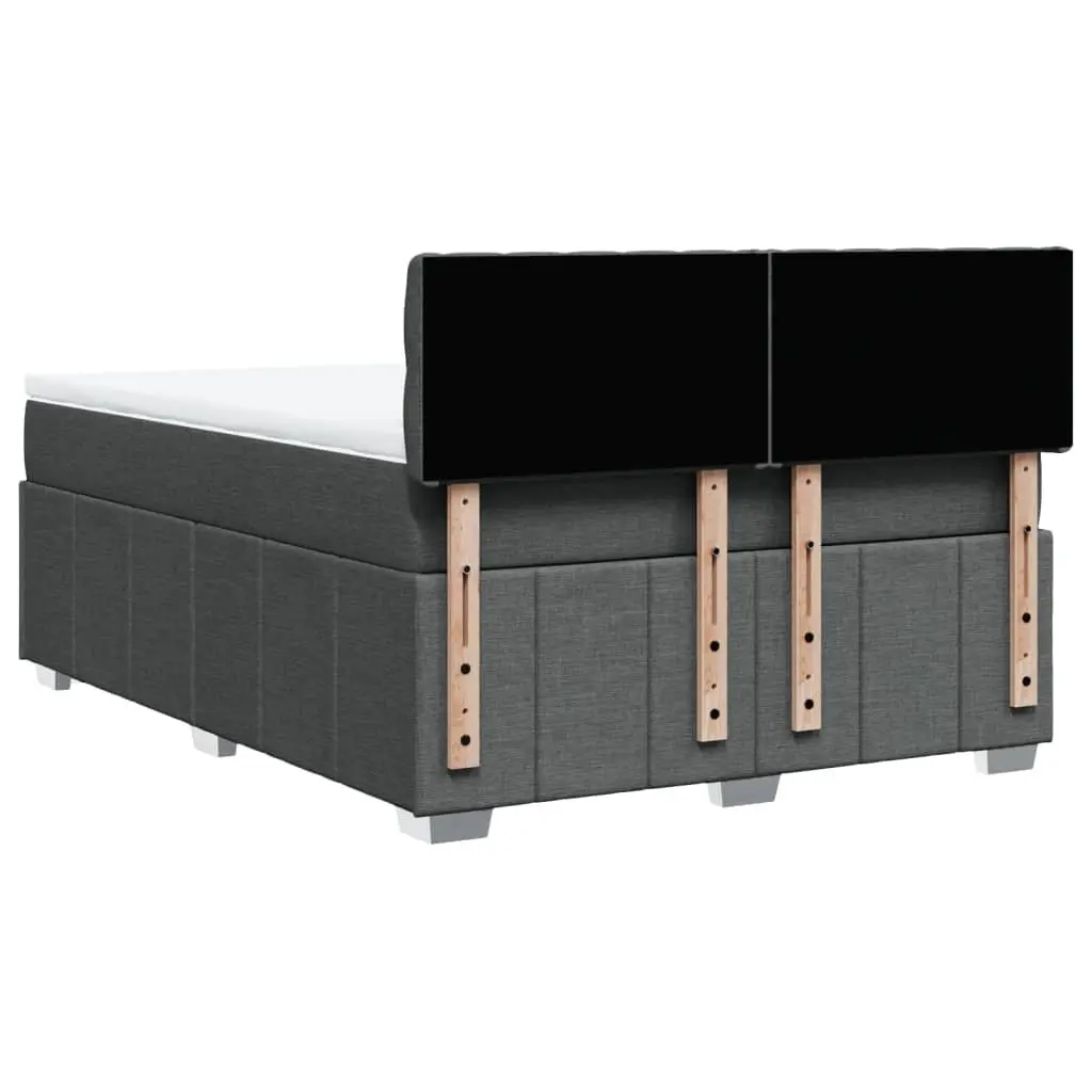 Double Box Spring Bed with Pocket Sprung Mattress Black Fabric Frame