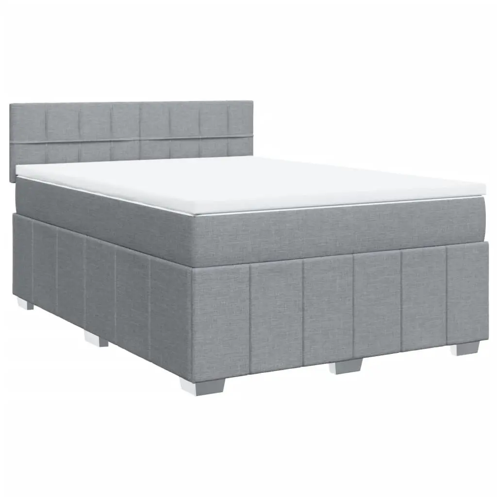 Queen Box Spring Bed with Pocket Spring Mattress Grey Fabric