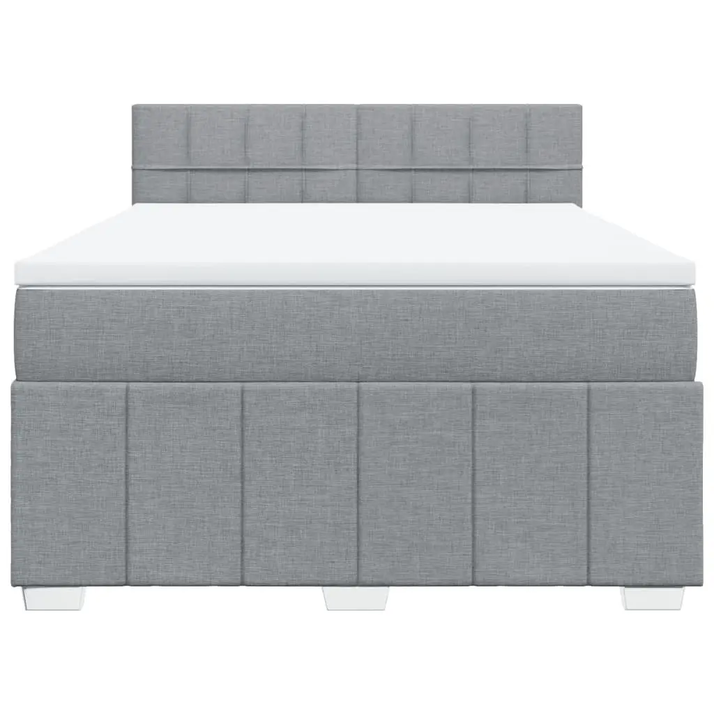 Queen Box Spring Bed with Pocket Spring Mattress Grey Fabric