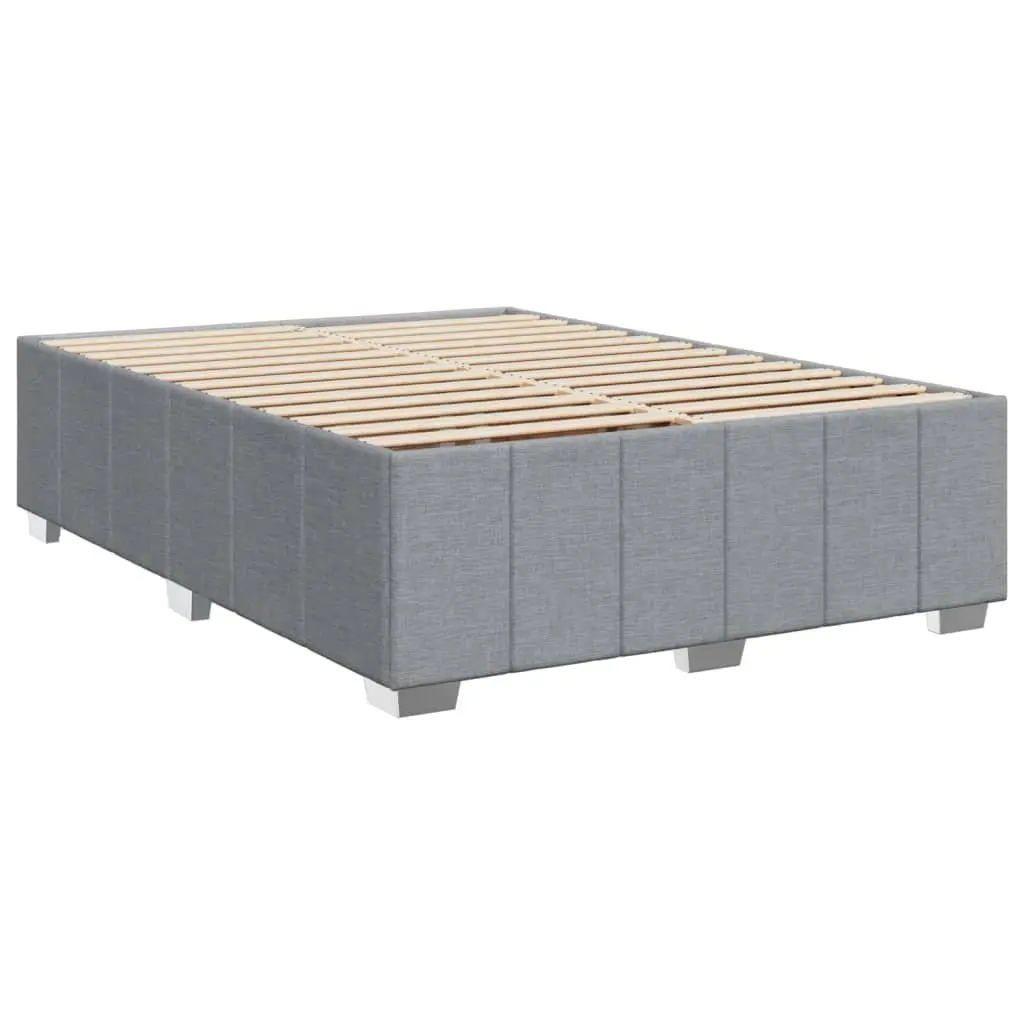 Queen Box Spring Bed with Pocket Spring Mattress Grey Fabric