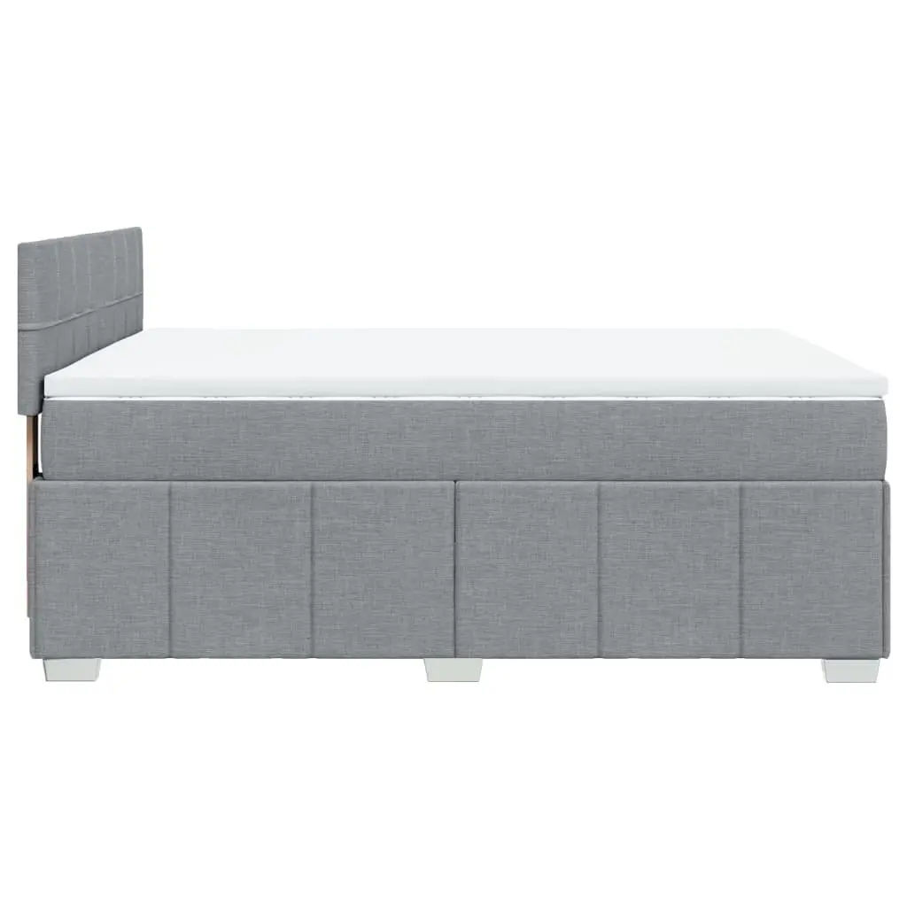 Queen Box Spring Bed with Pocket Spring Mattress Grey Fabric