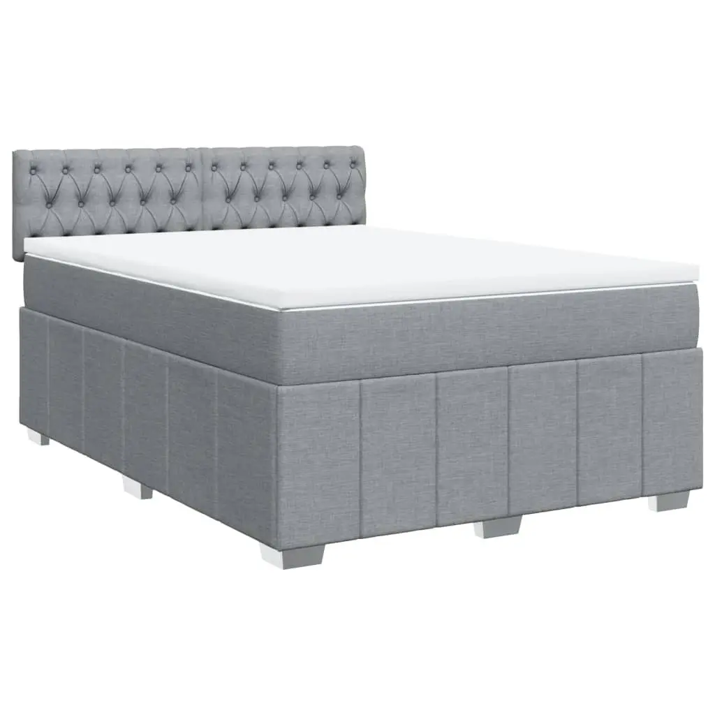 Queen Box Spring Bed with Pocket Spring Mattress Dark Grey Fabric