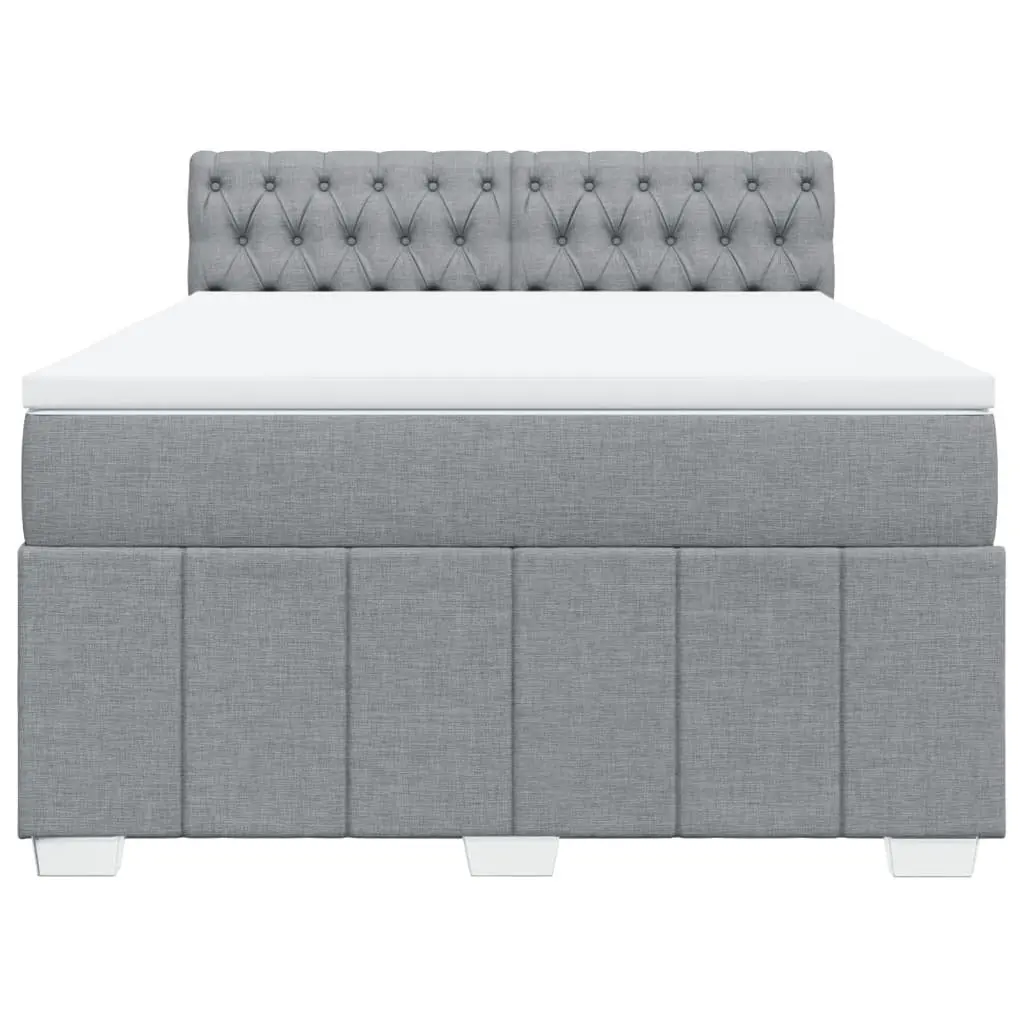Queen Box Spring Bed with Pocket Spring Mattress Dark Grey Fabric
