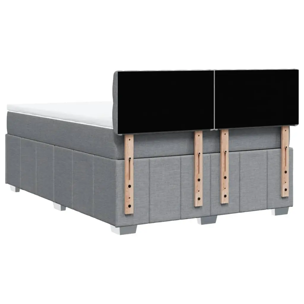 Queen Box Spring Bed with Pocket Spring Mattress Dark Grey Fabric