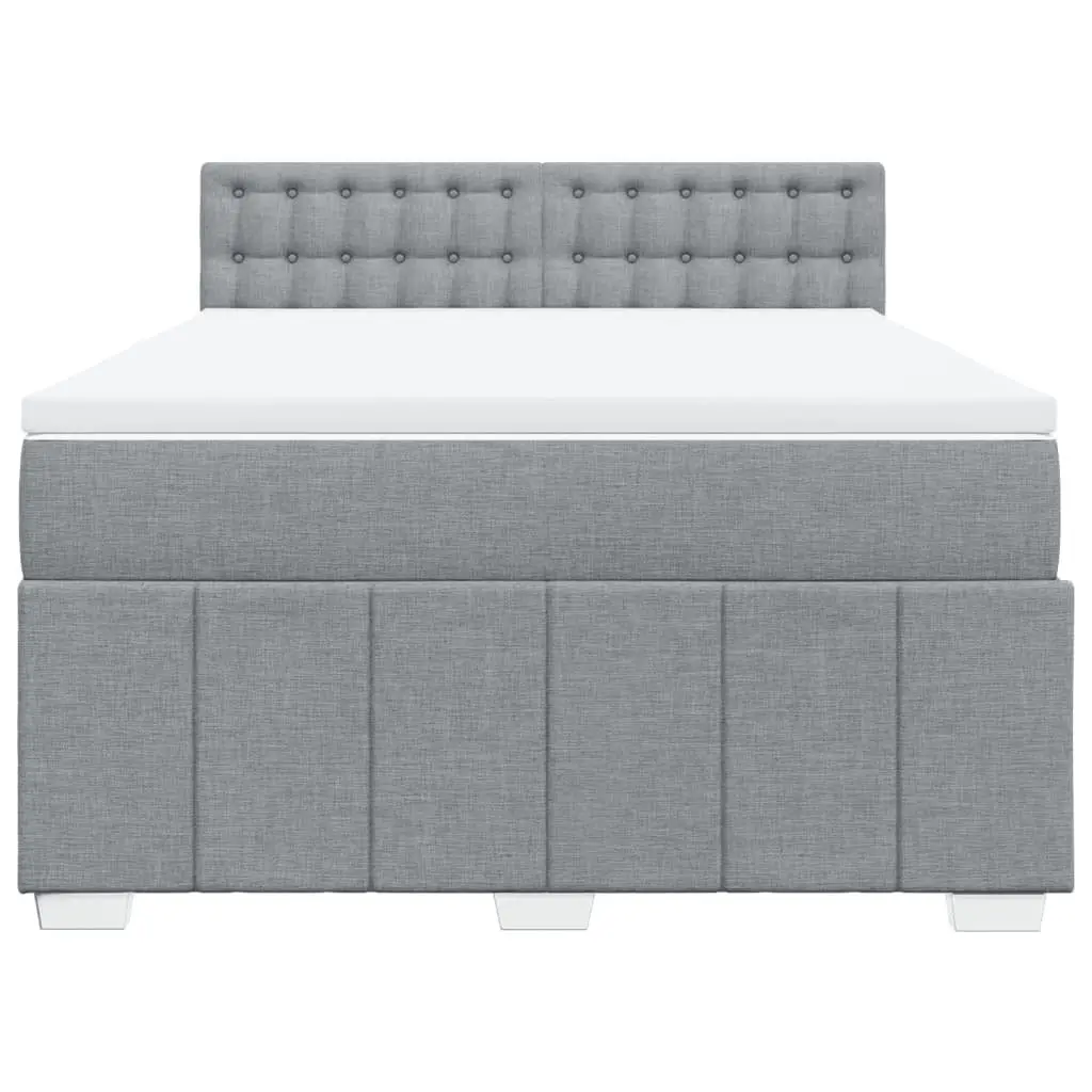 Queen Bed Frame with Pocket Spring Mattress Grey Fabric Upholstery