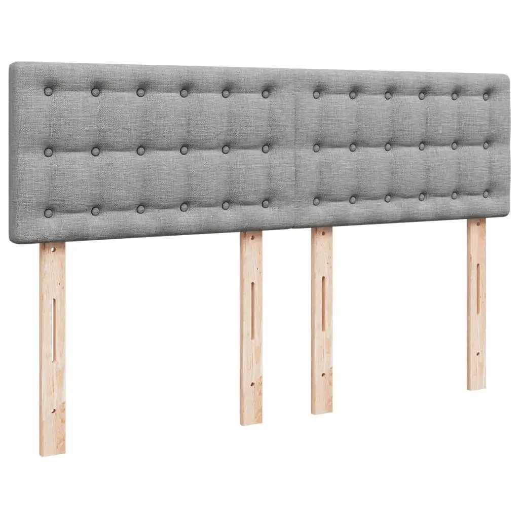 Queen Bed Frame with Pocket Spring Mattress Grey Fabric Upholstery